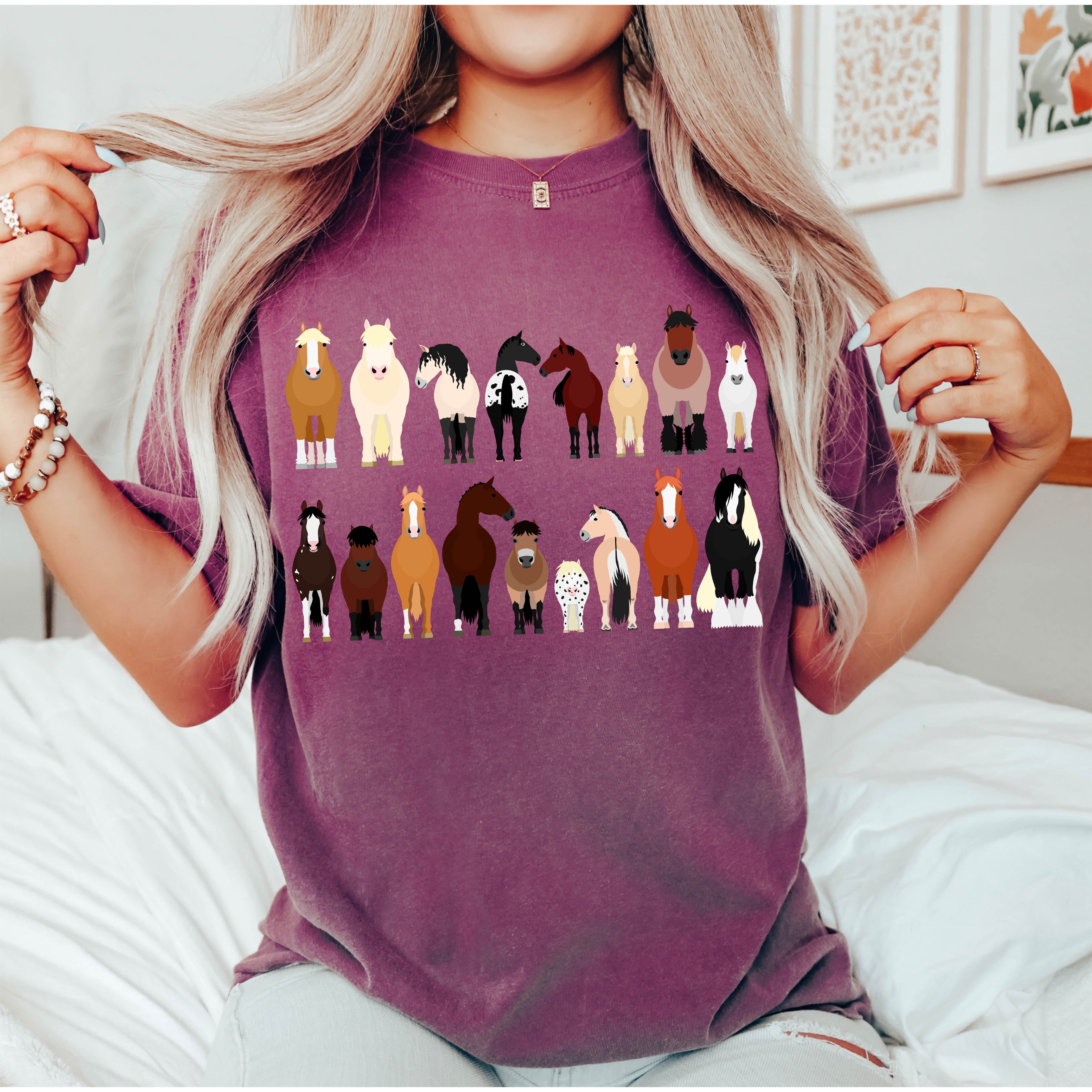 Horse Lovers Comfort Color Tees, Farm Animal Shirts, Illustration, Breeds, Pet Comfort Colors T-Shirt