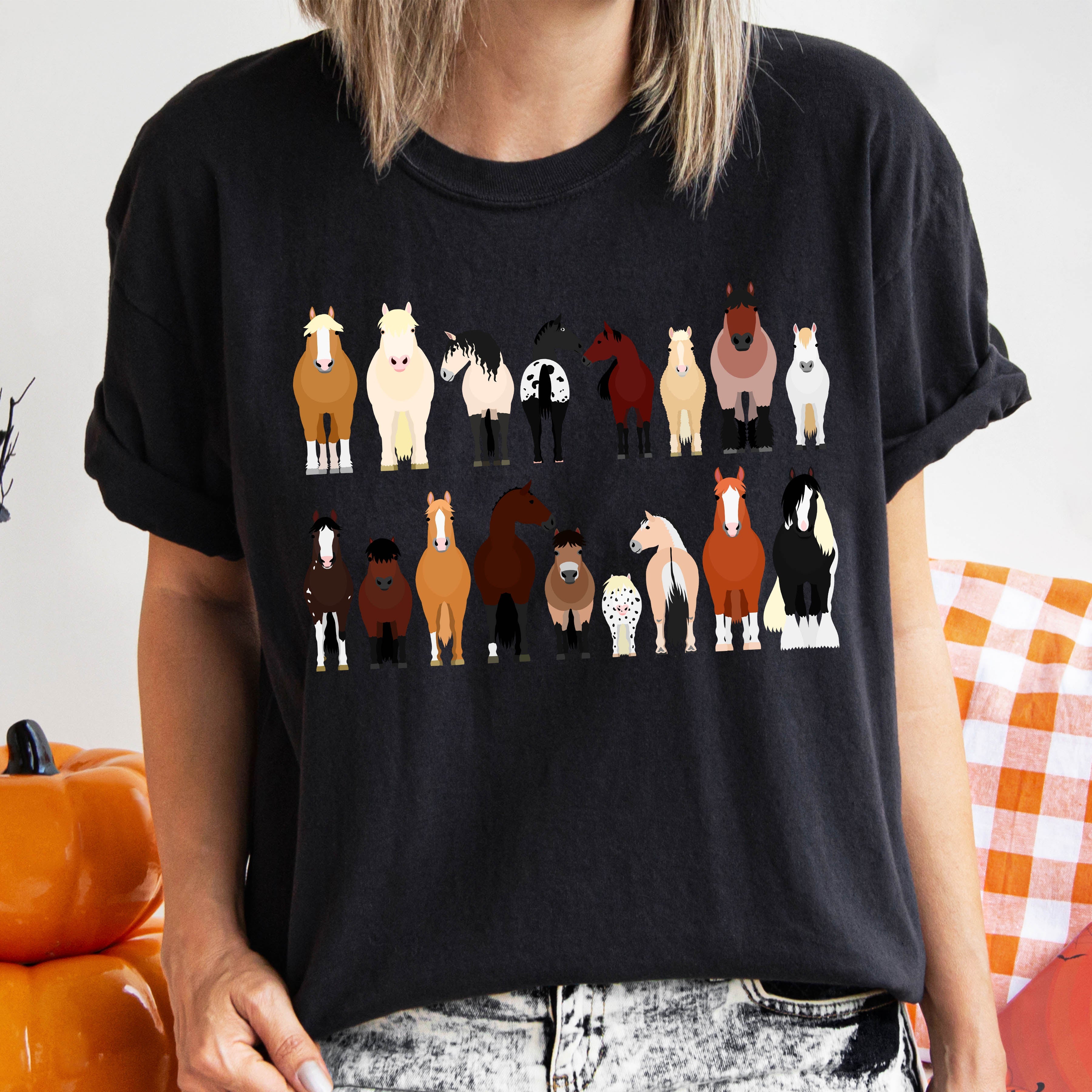 Horse Lovers Comfort Color Tees, Farm Animal Shirts, Illustration, Breeds, Pet Comfort Colors T-Shirt