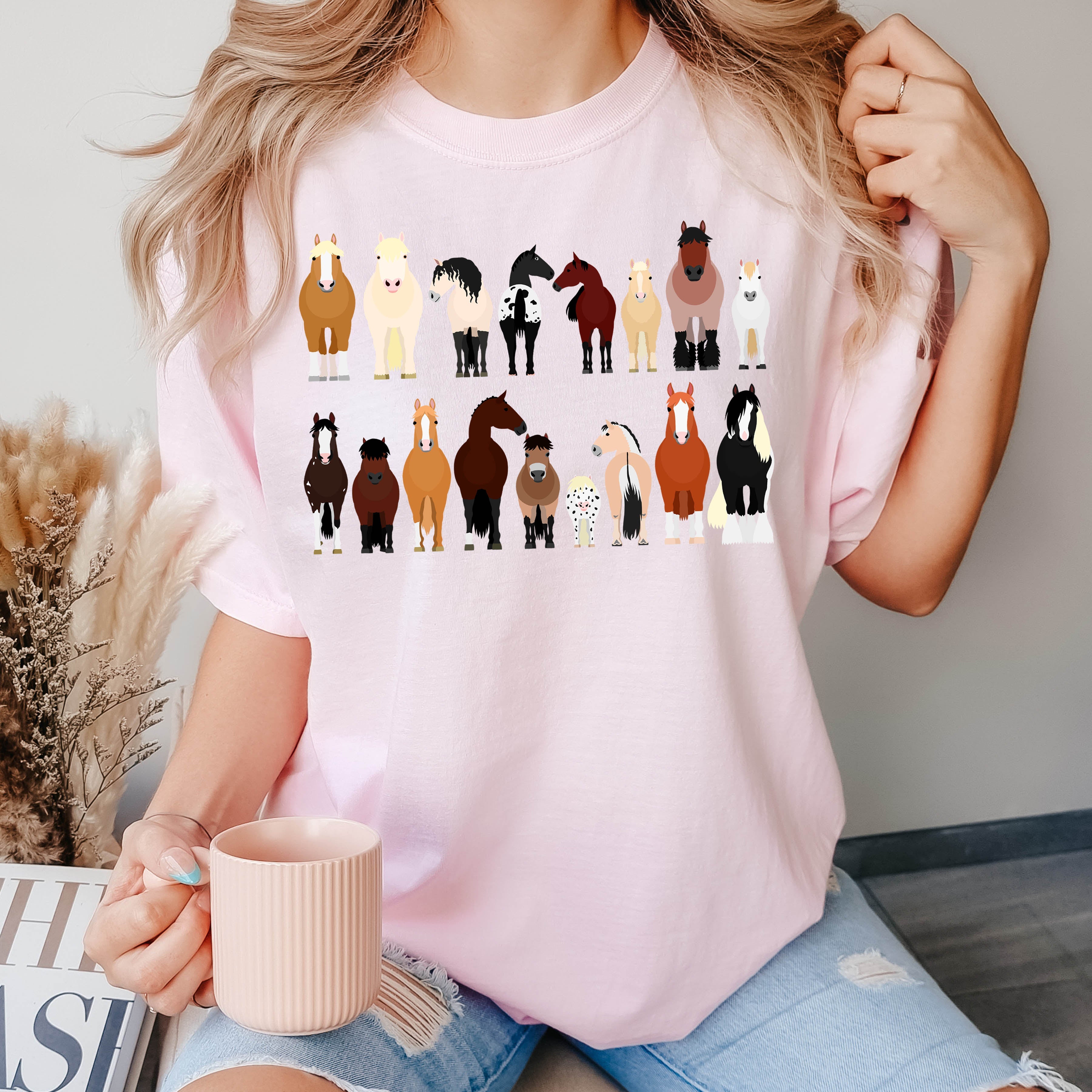 Horse Lovers Comfort Color Tees, Farm Animal Shirts, Illustration, Breeds, Pet Comfort Colors T-Shirt
