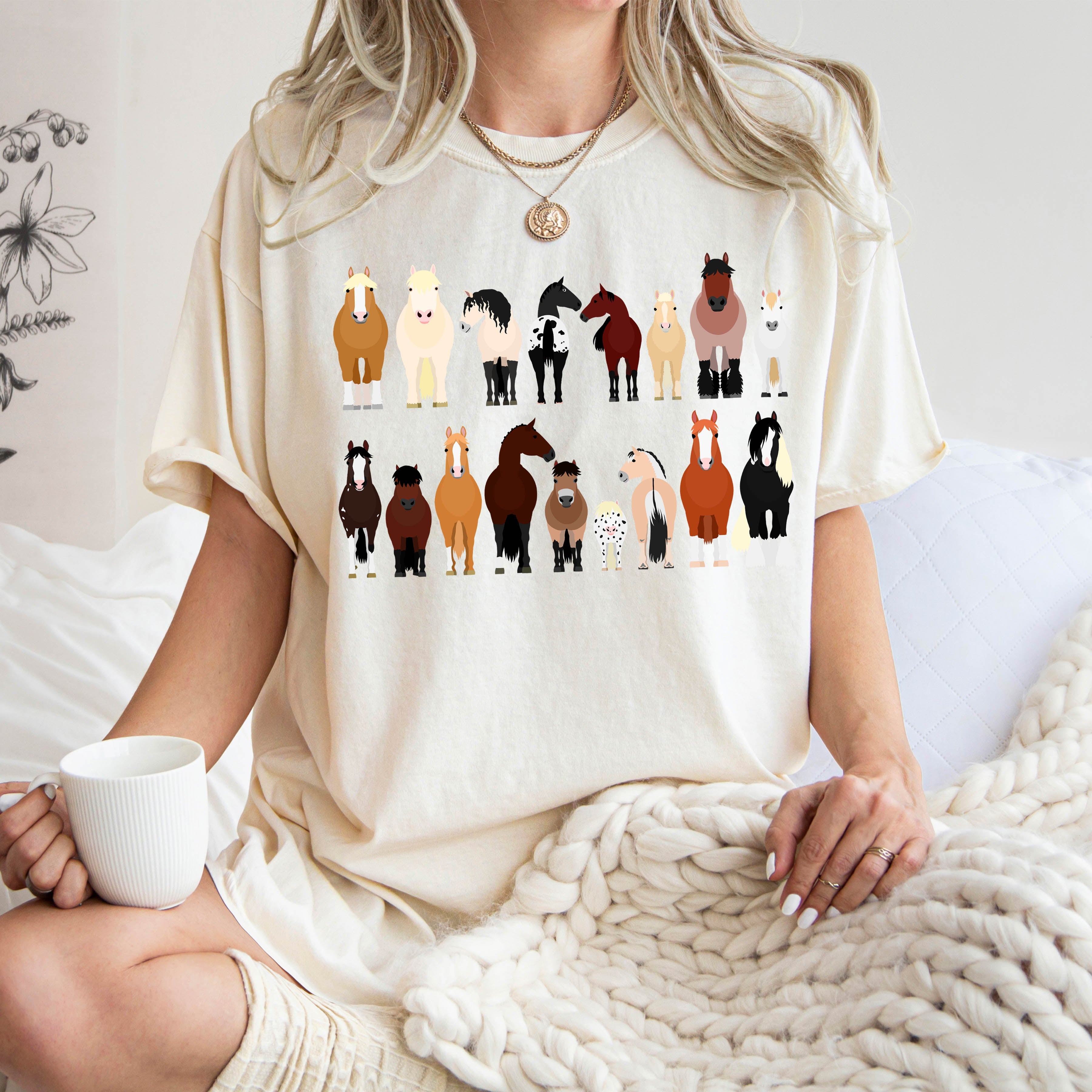 Horse Lovers Comfort Color Tees, Farm Animal Shirts, Illustration, Breeds, Pet Comfort Colors T-Shirt