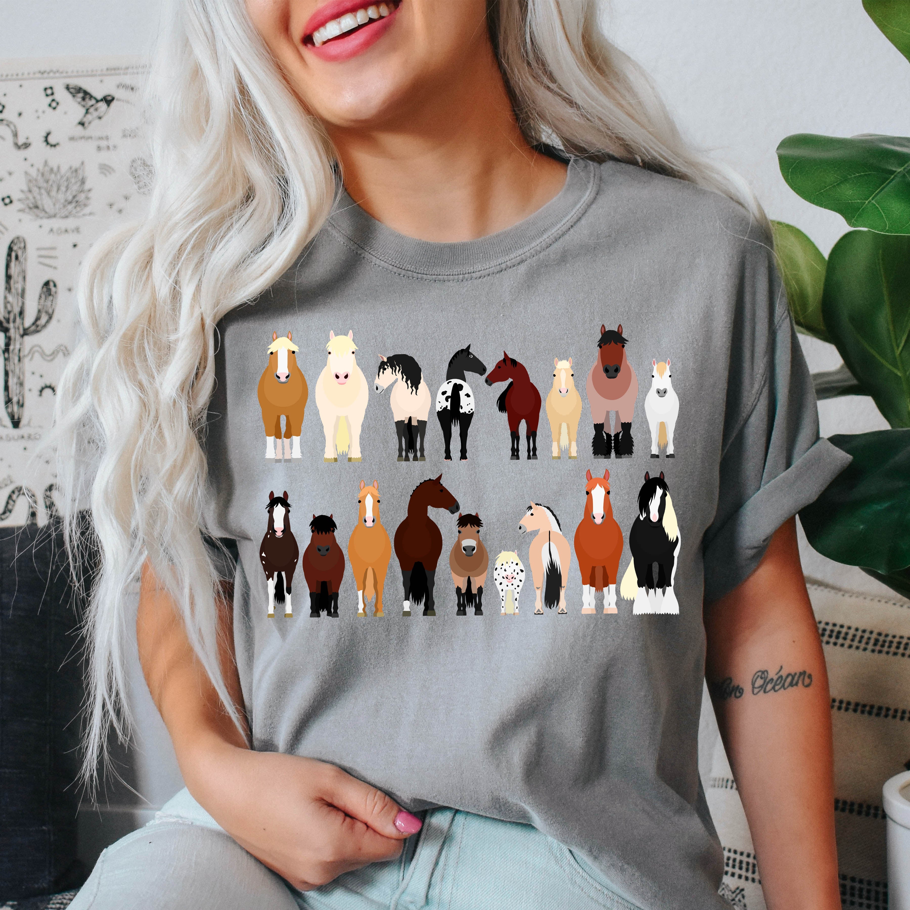 Horse Lovers Comfort Color Tees, Farm Animal Shirts, Illustration, Breeds, Pet Comfort Colors T-Shirt