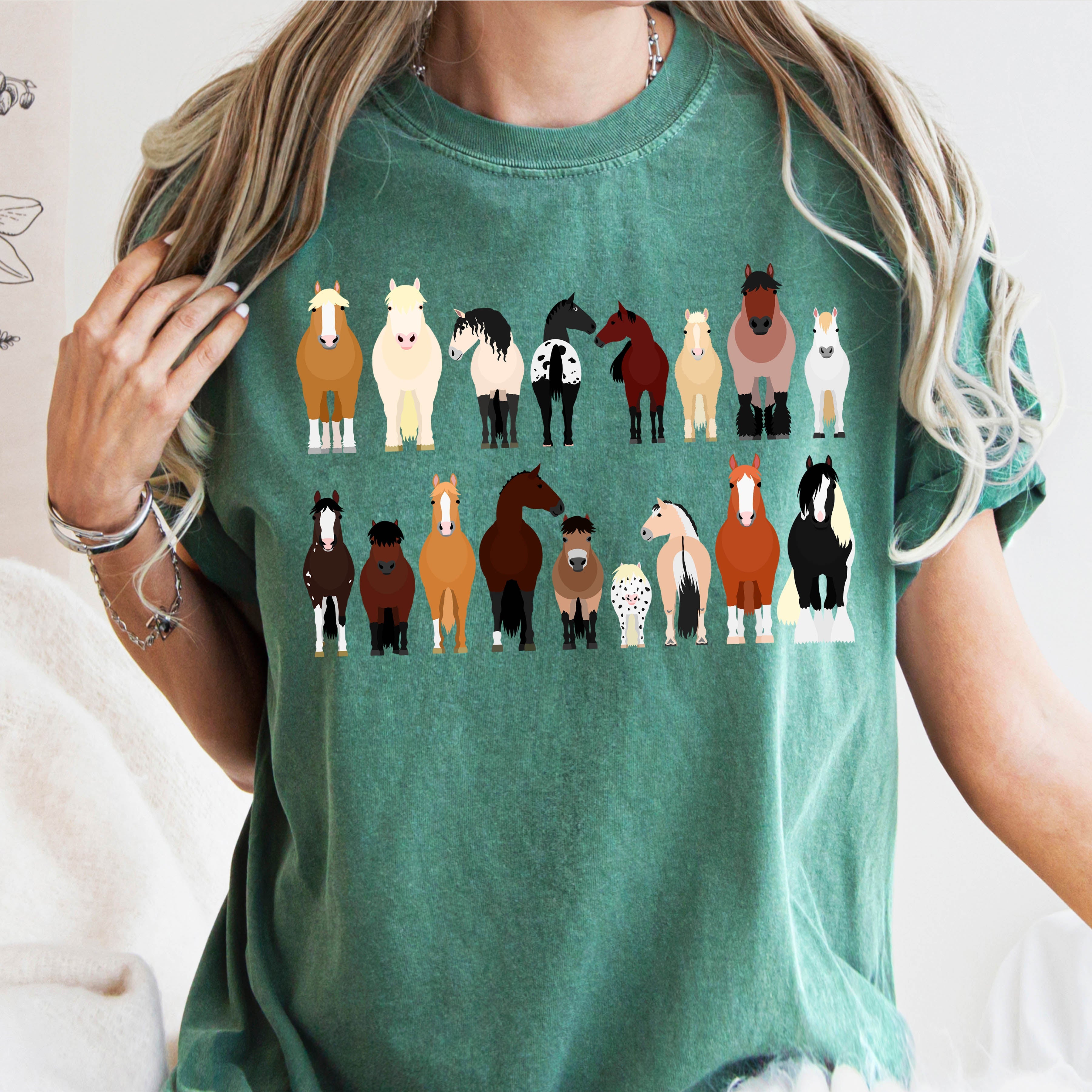 Horse Lovers Comfort Color Tees, Farm Animal Shirts, Illustration, Breeds, Pet Comfort Colors T-Shirt