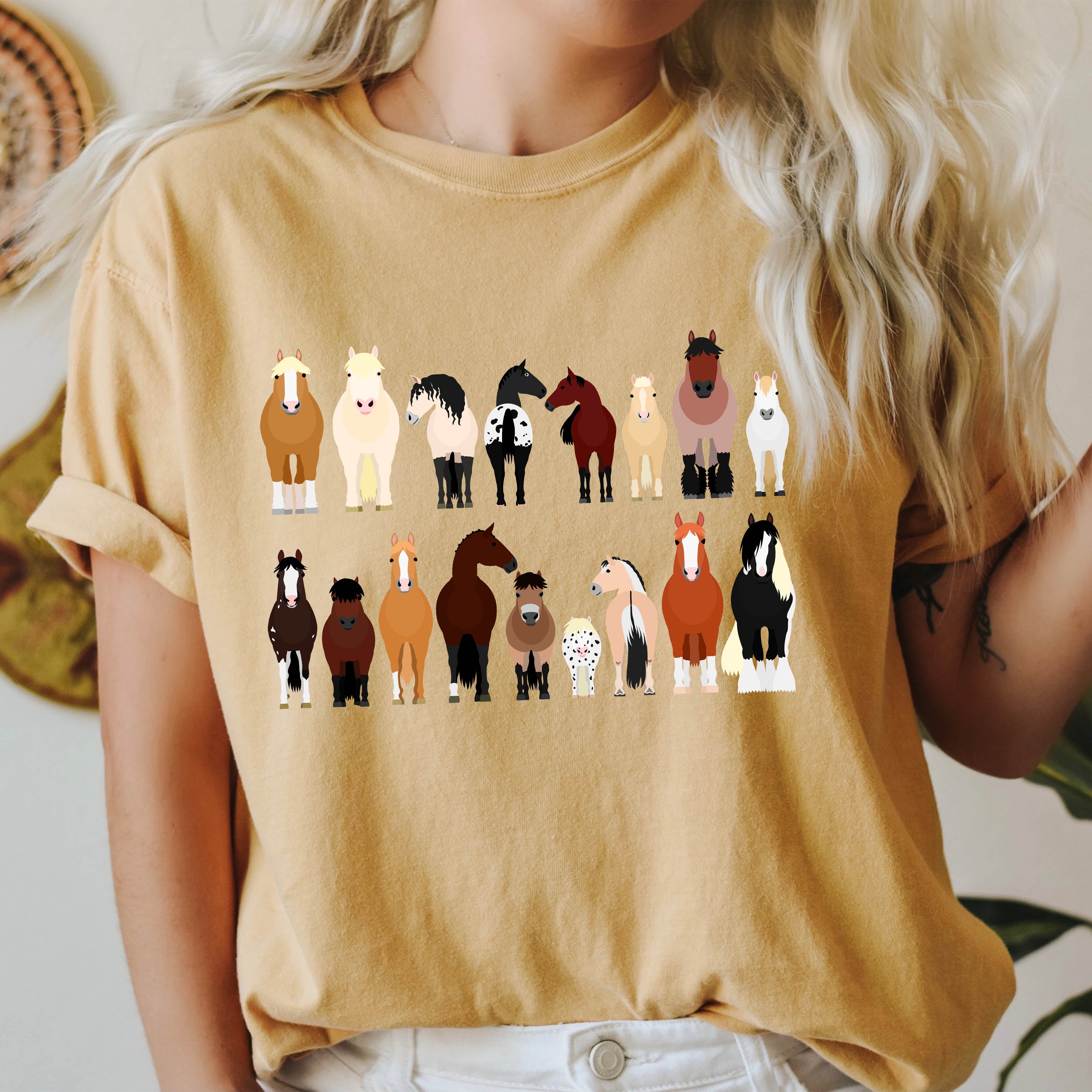 Horse Lovers Comfort Color Tees, Farm Animal Shirts, Illustration, Breeds, Pet Comfort Colors T-Shirt