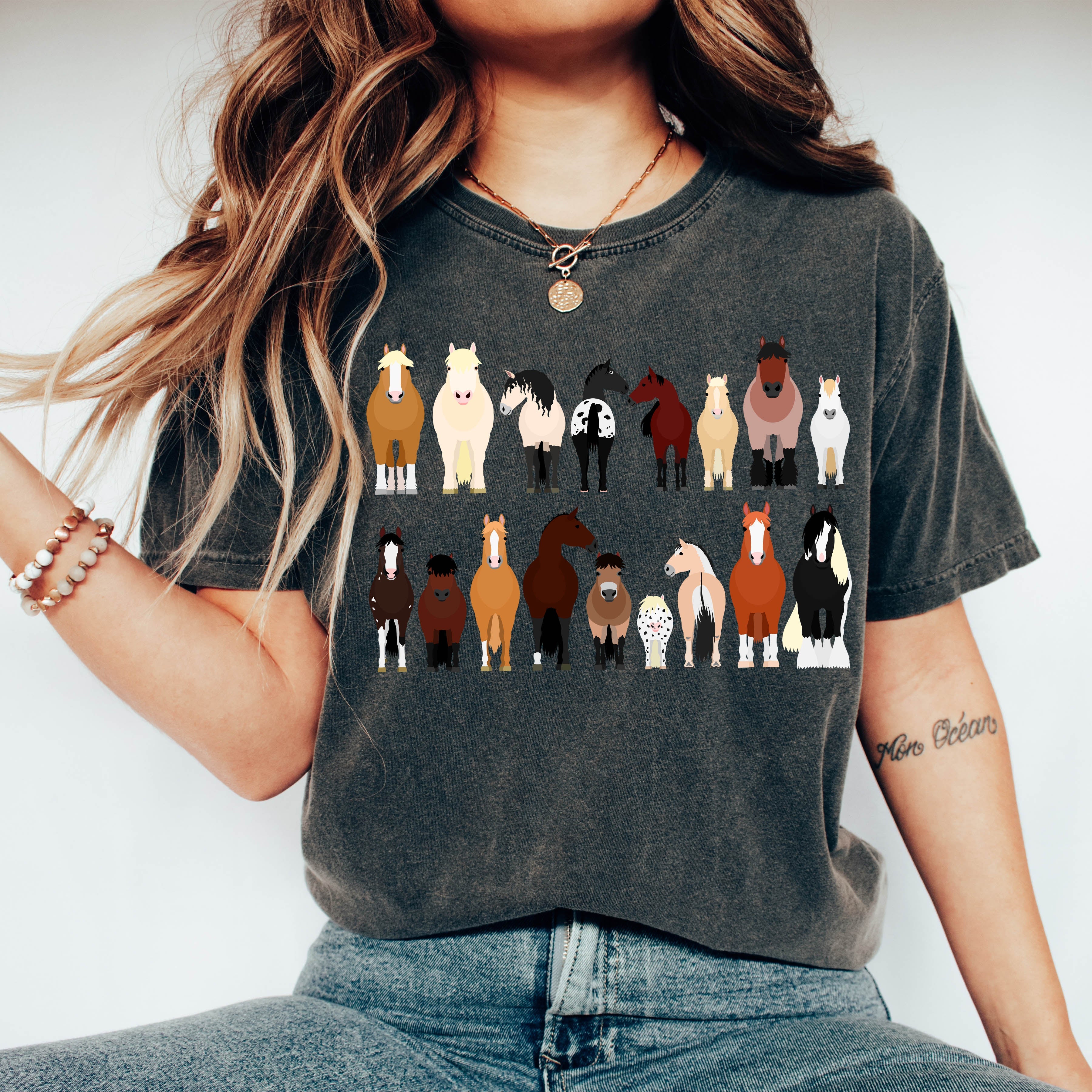 Horse Lovers Comfort Color Tees, Farm Animal Shirts, Illustration, Breeds, Pet Comfort Colors T-Shirt