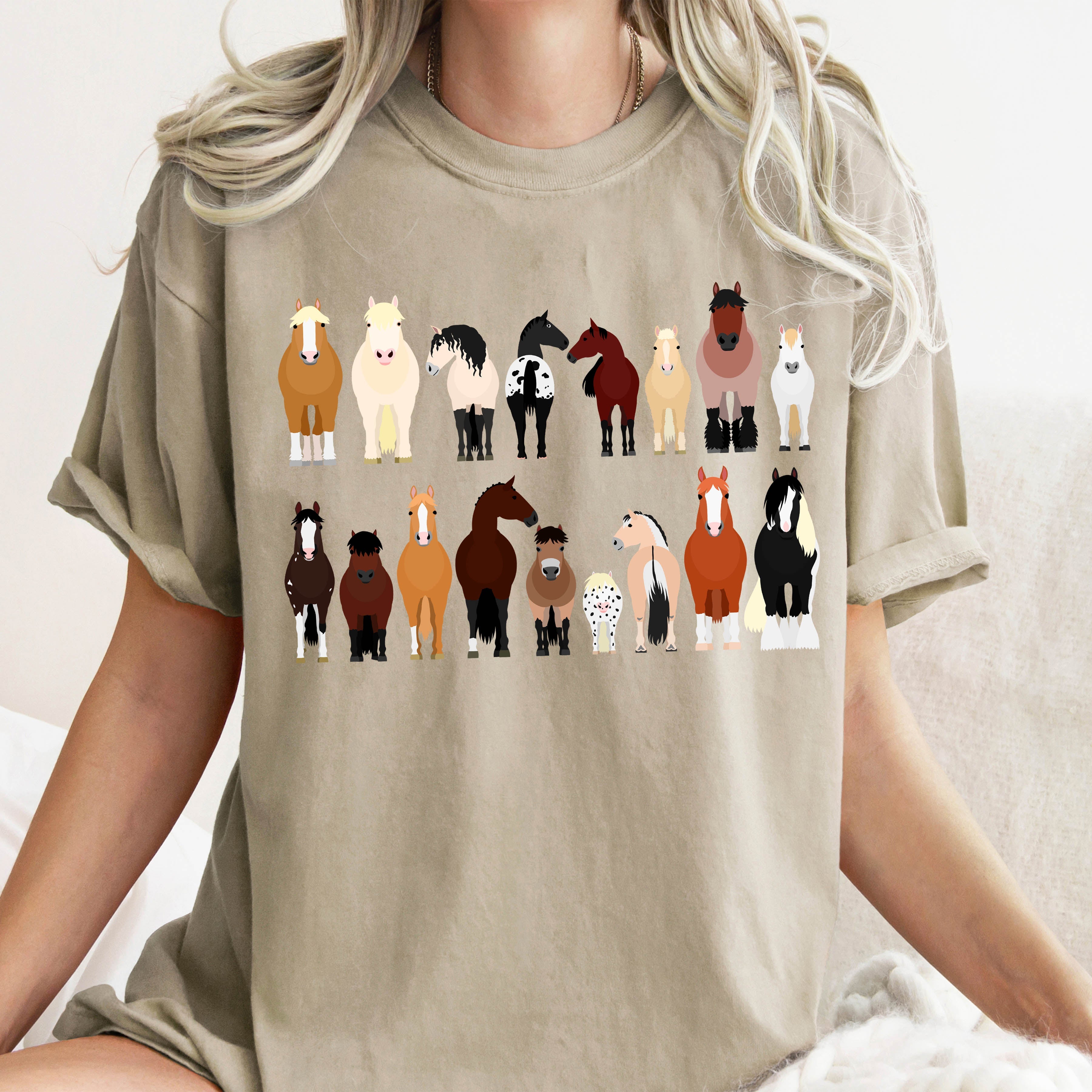 Horse Lovers Comfort Color Tees, Farm Animal Shirts, Illustration, Breeds, Pet Comfort Colors T-Shirt